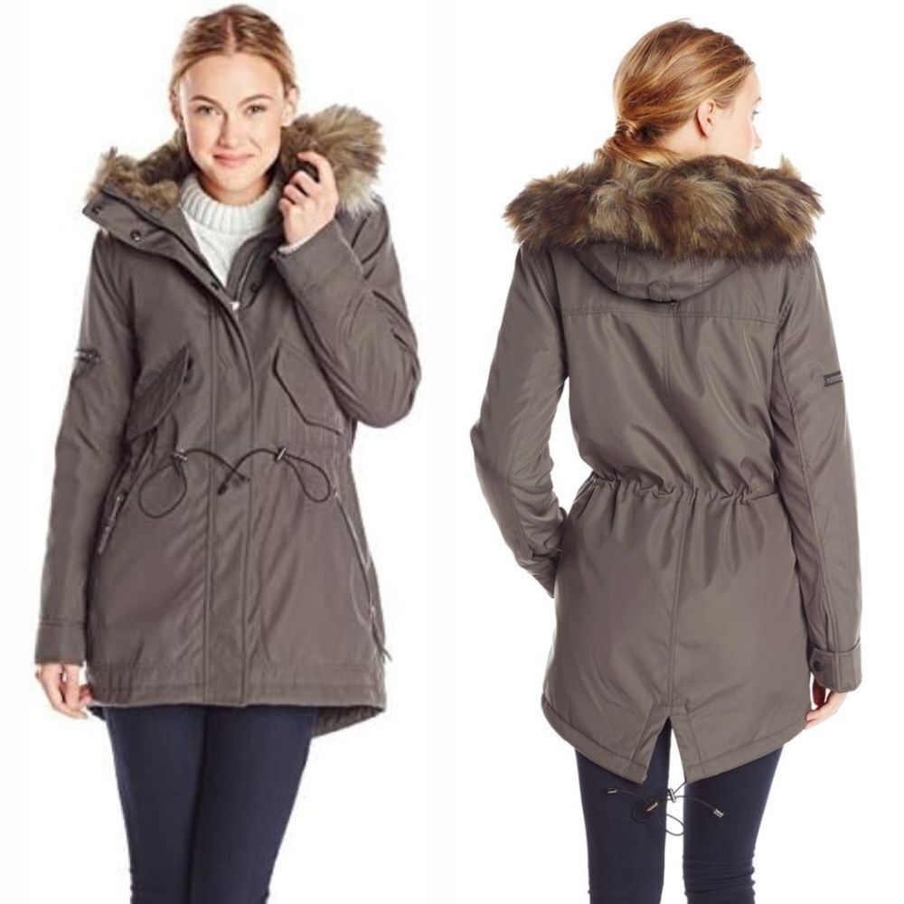 S13 NYC Olive Green Waverly Sherpa Parka with Fur Trimmed Hood